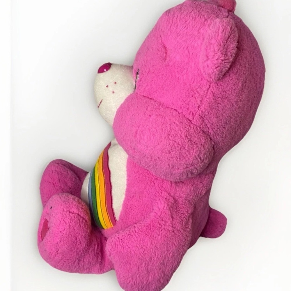 Jumbo 2015 Care Bears Large 20 Inch Plush Soft Toy Cheer Bear w Rainbow Belly - Picture 2 of 6